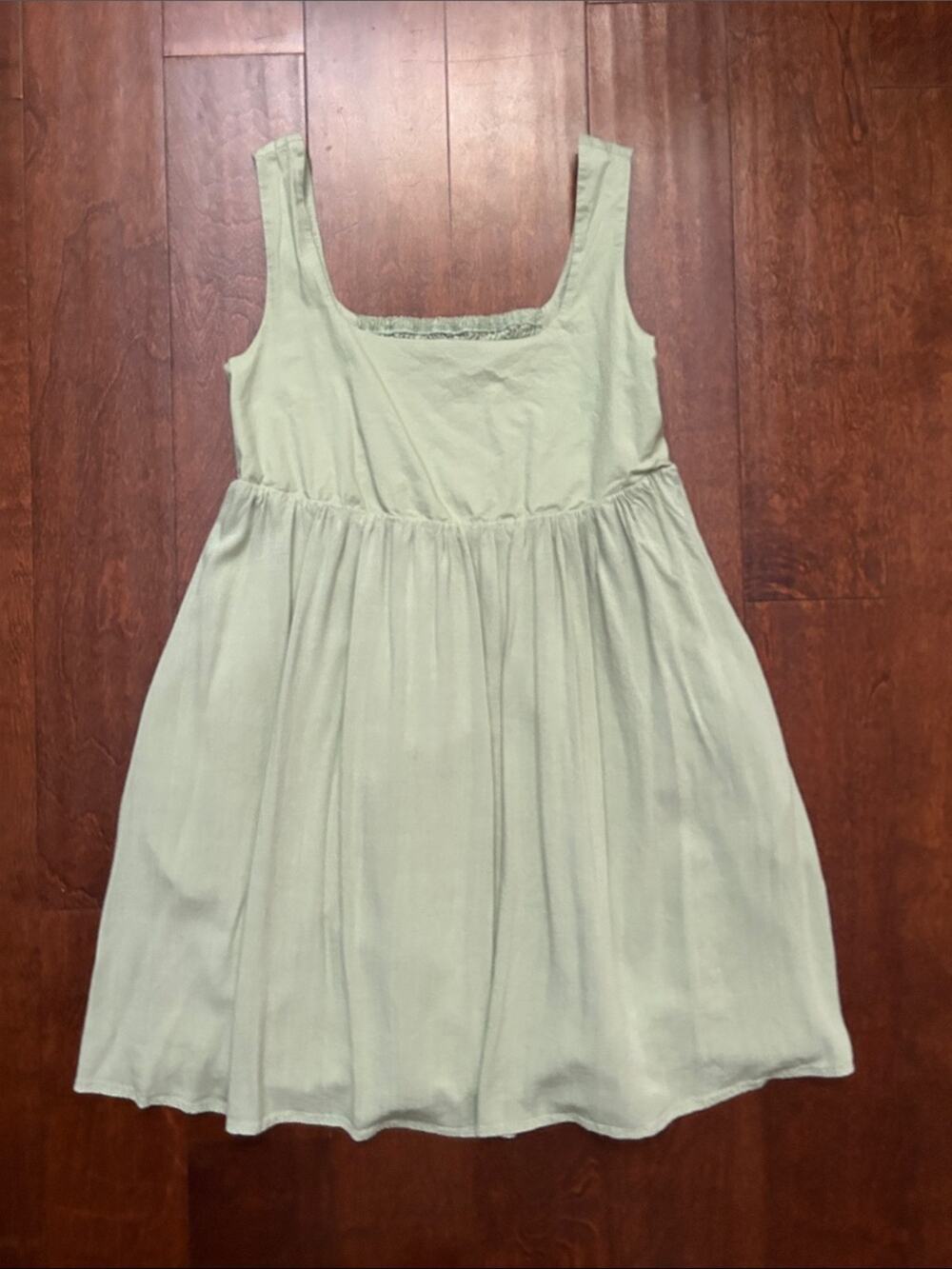 And Now This Mini Babydoll Pistachio Sea Foam Green Square-Neck Dress, Size Sm